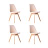 Kit 04 Cadeiras Leda Eames Jantar Cozinha com Assento Estofado Creme - 1