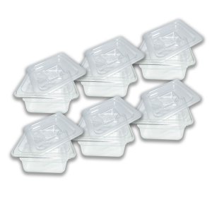 Conj 10 Cubas Gastronômicas Policarbonato Gn 1/6x65 Mm 900 Ml com Tampa Poli sem Abertura Sb