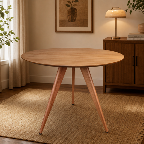 Mesa de Jantar Redonda Tampo em Madeira 90cm São Paulo Yescasa