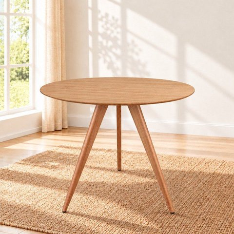 Mesa de Jantar Redonda Tampo em Madeira 90cm São Paulo Yescasa