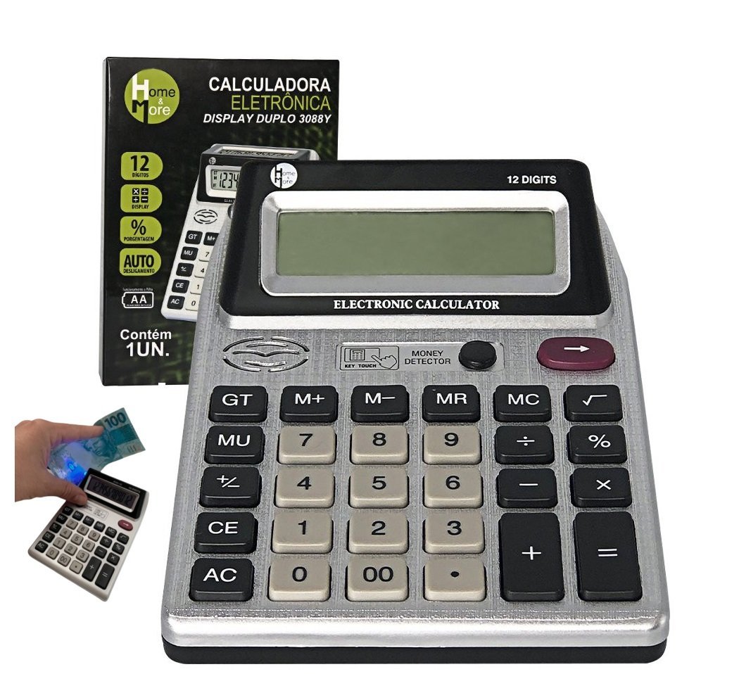 Calculadora Eletrônica Detector Nota Falsa com Display Duplo