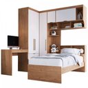 Ver imagem 2 de Quarto Completo Solteiro com Escrivaninha Infinity 6 Portas 5 Gavetas Macadâmia/branco - Móveis Cast