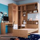 Ver imagem 3 de Quarto Completo Solteiro com Escrivaninha Infinity 6 Portas 5 Gavetas Macadâmia/branco - Móveis Cast
