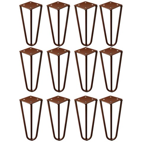 Kit 12 Pés de Metal 15 CM Hairpin Legs Mesas de Centro Puffs Bronze