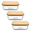 Ver imagem 1 de Jogo de Potes de Vidro Hermético com Tampa de Bambu 1040ml 3 Peças - Vista Home