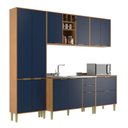 Ver imagem 1 de Cozinha Compacta Domus 10 Portas 5 Gavetas Nogal/royal - Hecol Móveis