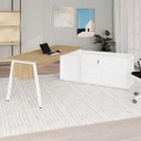 Ver imagem 1 de Mesa Gerente Dinâmica em L 2,00 m X 1,70 m com Tampo Chanfrado 45° Pés Cavalete e Armário