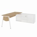 Ver imagem 2 de Mesa Gerente Dinâmica em L 2,00 m X 1,70 m com Tampo Chanfrado 45° Pés Cavalete e Armário