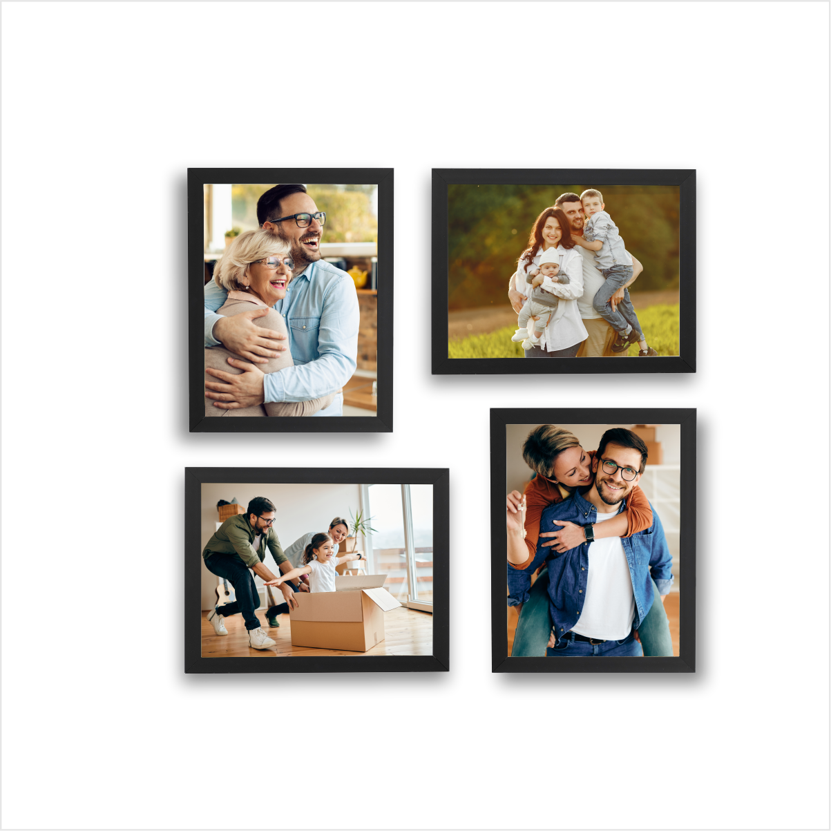 Mosaico de Porta Retrato Kit 4 - 15 X 20 Linha One Acetato (moldura 180x230x11mm 1120-pm) Cor:preto