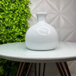 Vaso bola branco de cerâmica trabalhado moderno decorativo - 2