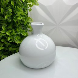 Vaso bola branco de cerâmica trabalhado moderno decorativo - 4