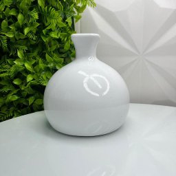 Vaso bola branco de cerâmica trabalhado moderno decorativo - 3
