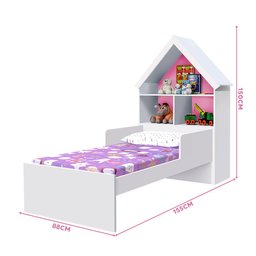 Cama Infantil Com Prateleiras Casinha Branco Flex Magia Gabrielli Móveis - 4 Cama Infantil Com Prateleiras Casinha Branco Flex Magia Gabrielli Móveis - 4