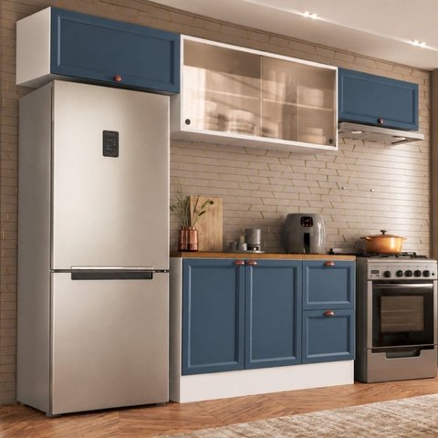 Cozinha Completa Modulada Americana com Vidro Reflecta 4 Peças Yescasa