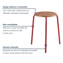 Ver imagem 4 de Kit 6 Banquetas para Cozinha com Base de Aço Cumbuca Vermelho/Nature