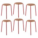 Ver imagem 1 de Kit 6 Banquetas para Cozinha com Base de Aço Cumbuca Vermelho/Nature