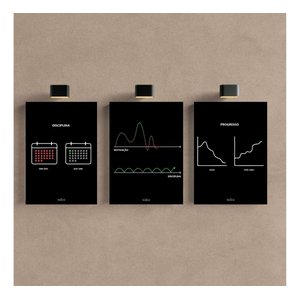 Kit 3 Quadro Motivacional Placa Decorativa Disciplina Foco 40x28cm
