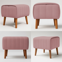 Ver imagem 5 de Puff Verso Bouclé Premium Exclusivo de Luxo Assento Extra para Sala Quarto Pés Palito Design Autoral