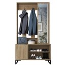 Ver imagem 1 de Sapateira Cabideiro com Espelho 1 Porta 100 Cm P1067 Oak Preto Pp Milani Store