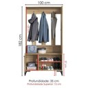 Ver imagem 3 de Sapateira Cabideiro com Espelho 1 Porta 100 Cm P1067 Oak Preto Pp Milani Store