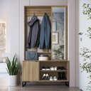 Ver imagem 7 de Sapateira Cabideiro com Espelho 1 Porta 100 Cm P1067 Oak Preto Pp Milani Store