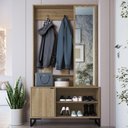Ver imagem 2 de Sapateira Cabideiro com Espelho 1 Porta 100 Cm P1067 Oak Preto Pp Milani Store