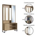 Ver imagem 4 de Sapateira Cabideiro com Espelho 1 Porta 100 Cm P1067 Oak Preto Pp Milani Store
