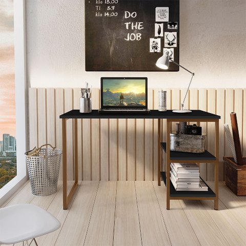 Escrivaninha Industrial Office Star 120cm 2 Prateleiras Klm Móveis