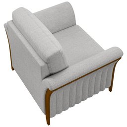 Kit 02 Poltronas para Sala de Estar Decorativas Base Fixa Stefan M03 Linho Cinza - Lyam Decor - 6