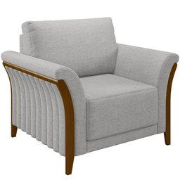 Kit 02 Poltronas para Sala de Estar Decorativas Base Fixa Stefan M03 Linho Cinza - Lyam Decor - 3
