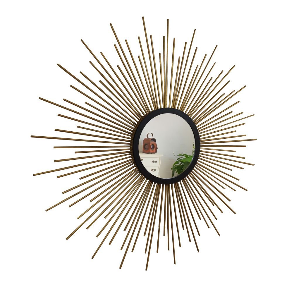 Espelho decorativo de parede redondo com moldura palitada celestial Dourado - 3