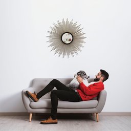 Espelho decorativo de parede redondo com moldura palitada celestial Dourado - 2