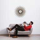 Ver imagem 2 de Espelho decorativo de parede redondo com moldura palitada celestial Dourado