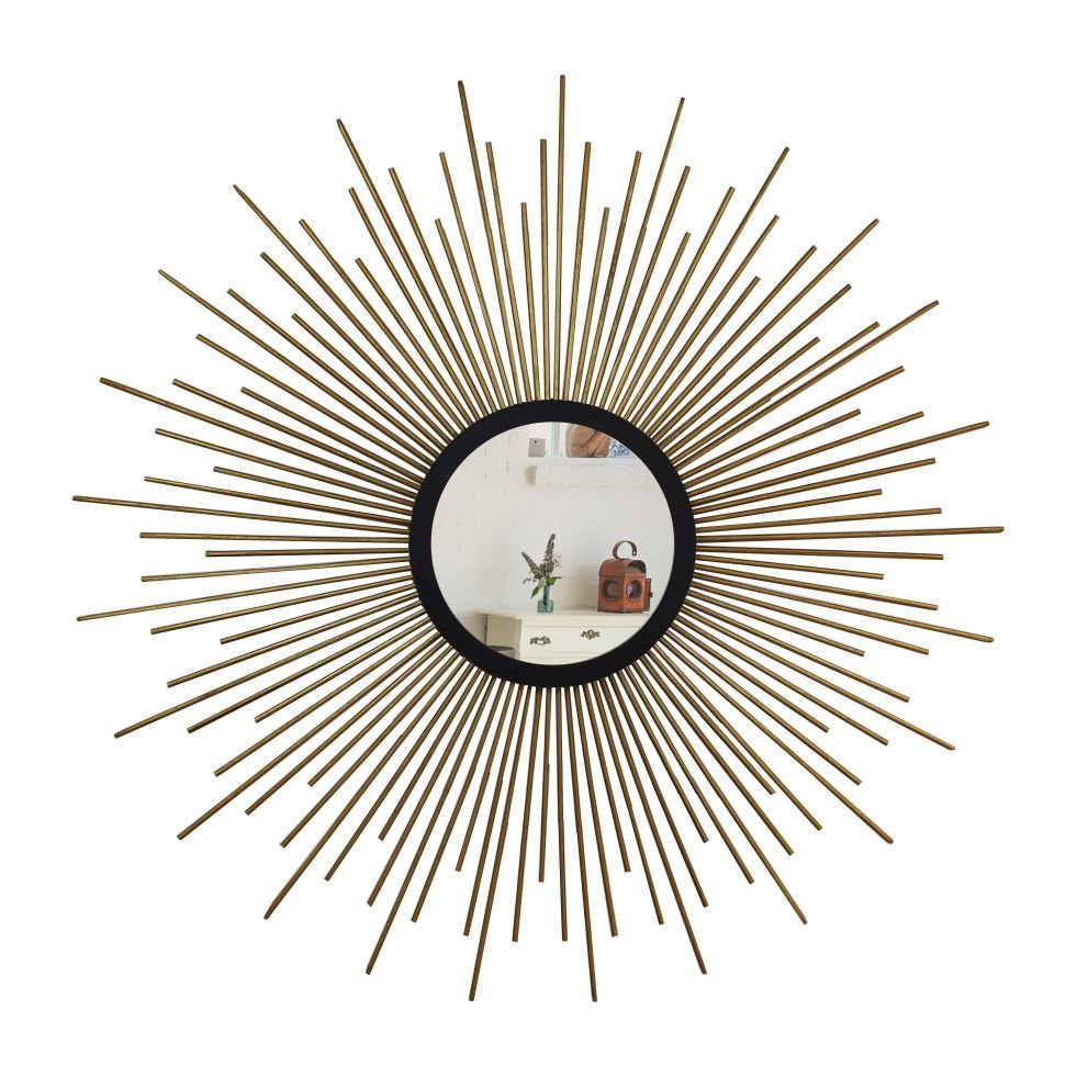 Espelho decorativo de parede redondo com moldura palitada celestial Dourado - 1