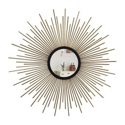 Espelho decorativo de parede redondo com moldura palitada celestial Dourado - 1