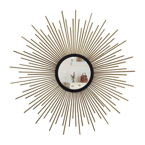 Espelho decorativo de parede redondo com moldura palitada celestial Dourado