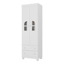Ver imagem 2 de Guarda-roupa Infantil 62cm 2 Portas com Vidro e 2 Gavetas Nina Multimóveis Mp4502 Branco