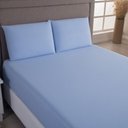 Ver imagem 2 de Jogo de Cama Lençol Sereno Casal em Malha Algodão 3 Peças Azul Claro 100% Algodão