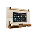 Ver imagem 1 de Painel MAX 1,80m Para TV Até 65'' Com Prateleira Superior e Nichos Para Aparelhos Cor Off White/Cedr
