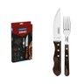 Jogo de Talheres Jumbo para Churrasco Tramontina em Aço Inox com Cabo Castanho Polywood 4 Peças - 1