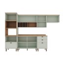 Ver imagem 4 de Cozinha Completa Modulada 6 Peças 100% MDF com Torre Quente, Porta Pratos e 2 Balcões com Tampo Iluminata Verde Mint/Ébano