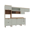 Ver imagem 2 de Cozinha Completa Modulada 6 Peças 100% MDF com Torre Quente, Porta Pratos e 2 Balcões com Tampo Iluminata Verde Mint/Ébano