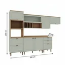 Ver imagem 3 de Cozinha Completa Modulada 6 Peças 100% MDF com Torre Quente, Porta Pratos e 2 Balcões com Tampo Iluminata Verde Mint/Ébano