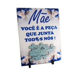 Porta Retrato Azulejo Presente Dias Das Mães Exclusivo com Nomes Personalizados Coleção Tea & Amor a