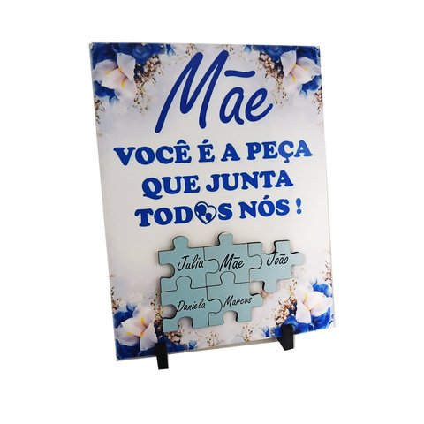 Porta Retrato Azulejo Presente Dias Das Mães Exclusivo com Nomes Personalizados Coleção Tea & Amor a