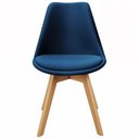 Ver imagem 2 de Cadeira Charles Eames Leda Veludo Luisa Saarinen Estofada Base Madeira - Azul