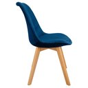 Ver imagem 3 de Cadeira Charles Eames Leda Veludo Luisa Saarinen Estofada Base Madeira - Azul