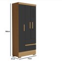 Ver imagem 4 de Guarda Roupa Coimbra 3 Portas 2 Gavetas Atacama Grafite - Aramóveis