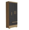 Ver imagem 3 de Guarda Roupa Coimbra 3 Portas 2 Gavetas Atacama Grafite - Aramóveis