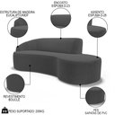 Ver imagem 3 de Sofá Living 2 Lugares 180cm Braço Esquerdo Mozart D06 Bouclê Chumbo - Mpozenato